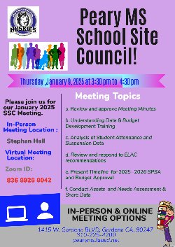 Husky Families, Please join us for our first SSC Meeting of the year!